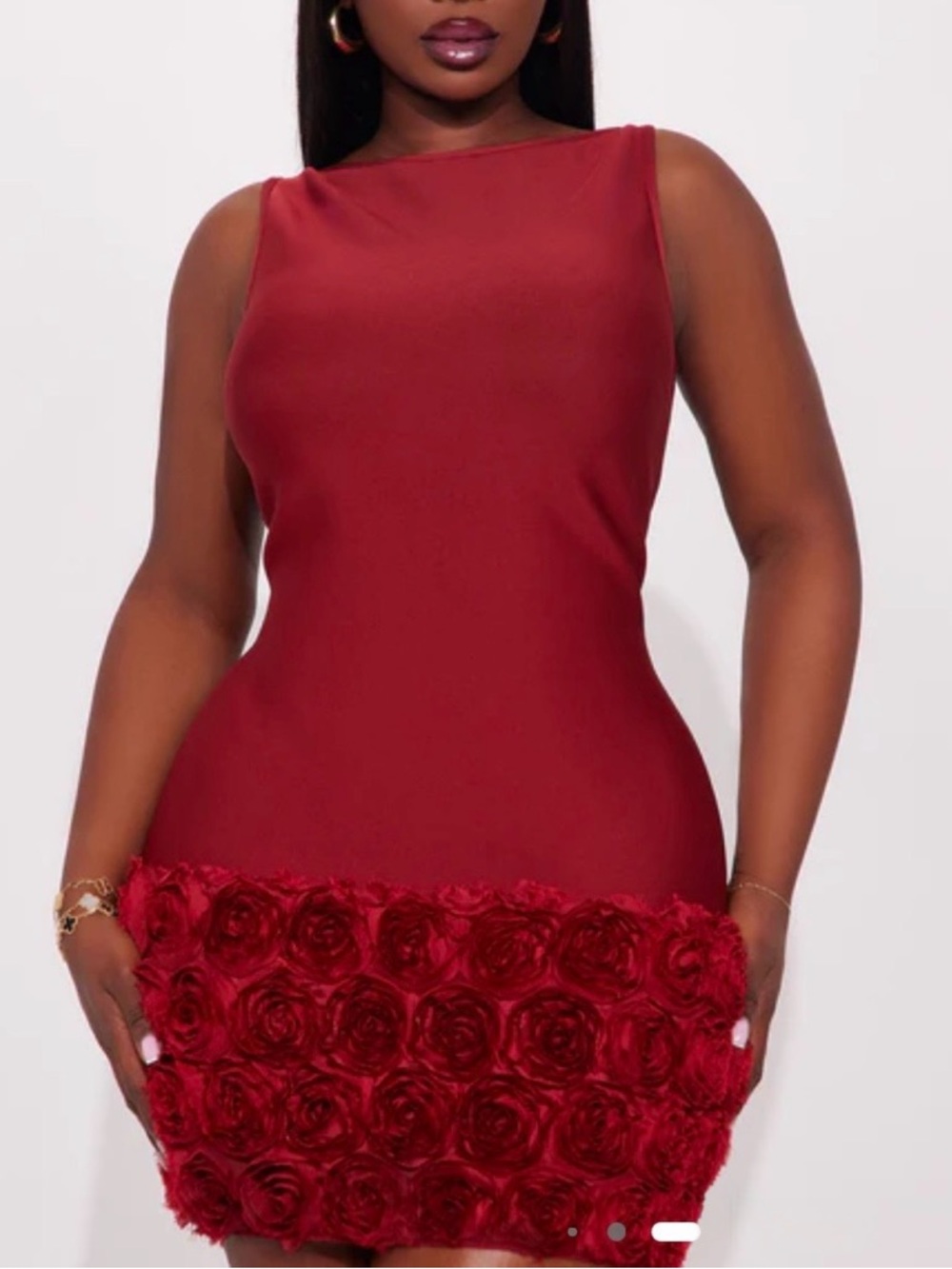Fashion Nova Sleeveless Ruby Rose-Trim Bodycon Mini Dress